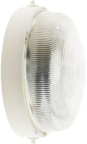 Zenitech Lebenoid - Hublot Rond 1/4 Tour Étanche IP44 - Polycarbonate - Culot E27, Classe II, Extérieur, Garage - Supporte Ampoule 100W Max (Non Incluse) - Ø200mm - Blanc