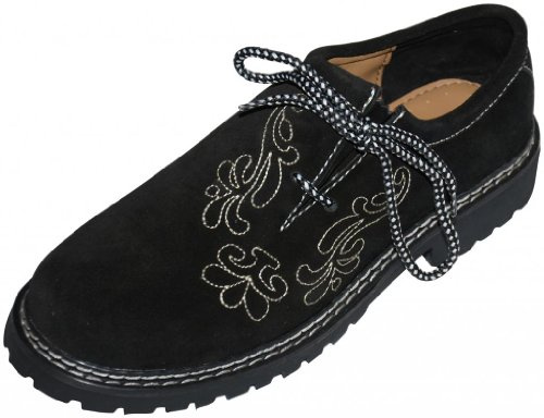 Dirndl Trachten Haus Black German Embroidered Leather Lederhosen Haferl Shoe for Oktoberfest and Adult Halloween Costume