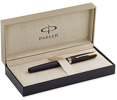 Parker Sonnet Fountain Pen with Medium Nib - Matte Black Gold Trim