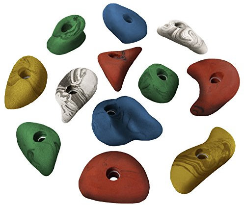 ALPIDEX 12 Klettergriffe | Klettersteine | Verschiedene Formen | Ergonomische Rundungen | Hinterschneidung - Farbe:bunt