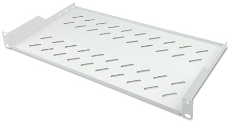 DIGITUS DN-97609 Serverhylla, Vit, 24 x 15 x 2 cm | Främre fäste – för nätverks- och serverskåp med ett djup på minst 450 mm – lastkapacitet: 15 kg – grå