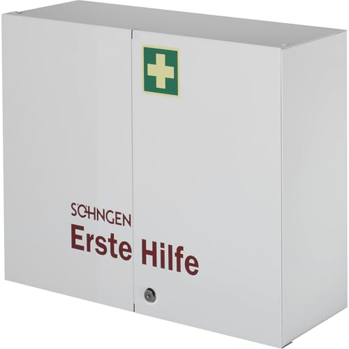 Söhngen London Verbandschrank (ohne Inhalt, Schrank mit Sicherheitsschloss, zweitürig, aus Stahlblech) 0502005 | Doppeltürig, weiß, HxBxT 462 x 604 x 170 mm, ohne Inhalt