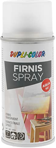 DUPLI-COLOR FIRNIS SPRAY AQUA Transparent matt 150 ml - Klarlack | Transparenter Schutzlack auf Wasserbasis für Holz, Metall, Keramik & Kunststoff – wetterfest, UV-beständig, schnelltrocknend