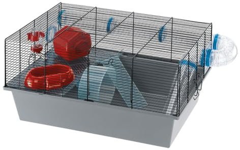 Ferplast Hamsterkäfig, Nagerkäfig MILOS LARGE, Kleintierkäfig, Hamsterzubehör inklusive, 58 x 38 x h 30,5 cm.