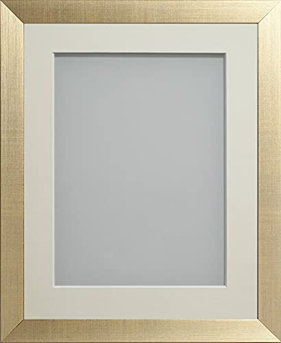 Frame Company Simpson Gold 9x7 Frame with Ivory Mount for 7x5 | Fits a 7x5 photo with mount or a 9x7 photo without mount, Frame size 9x7, Overall approx 10.6x8.6, Real Glass Front