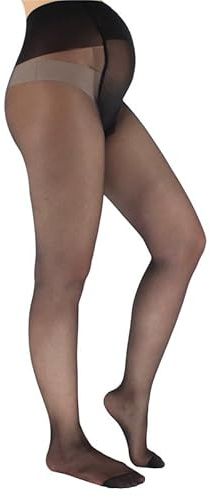 Franzoni Medias Maternity 20 Deniers, Medias Transparentes de Maternidad para Mujeres, Medias para Embarazadas – Made in Italy (Negro, 3)