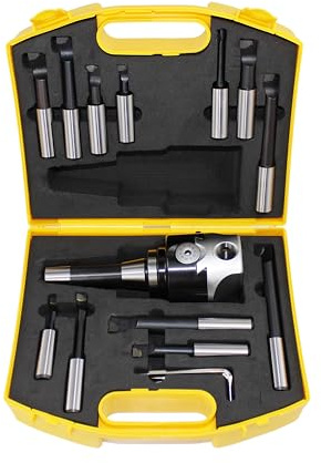 HFS(R) Boring Head R8 Shank Boring Set 3 Head 3/4 Carbide Boring Bar Set 12pcs for Milling