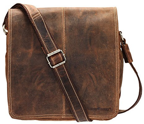 Greenburry Messenger Bag Rind-Leder Ordnungswunder Organizer Umhänge-Tasche 1729 (Rind Leder, A4)