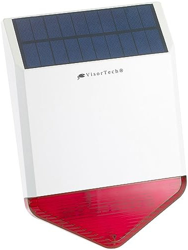 VisorTech Alarmsirene: Autarke Solar-Funk-Alarmanlage mit Sirene und Licht-Warnsignal, 110 dB (Alarmanlage Außensirene, Alarmanlage Netzwerk, Überwachungskamera Set)