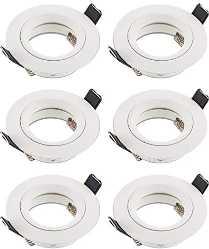 SEBSON Faretto da Incasso incl. Portalampada GU10 - Foro di Montaggio ø65mm (min. 60mm, max. 70mm) - Faretti da Soffitto Bianco ø80x24mm - Set di 6
