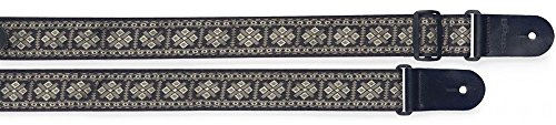 Stagg 20966 gewebtes Kreuzmuster Nylon Gitarrengurt (einstellbare Länge: 82-141 cm, Breite: 5 cm, Lederenden graviertes Logo) grau