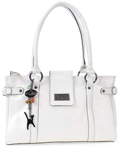 Catwalk Collection Handbags - Damen Leder Schultertasche - Handtasche Mittelgroß für Notizbuch A5 - Martina | Damen Mittelgroße Handtasche für den Alltag, sicherer Reißverschluss, mehrere Taschen und Fächer, passend für A5-Notizbücher