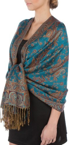 Sakkas 70 x 28 Zweischichtiger Jacquard Paisley Viskose Pashmina Schal/Stola - (20+ Rich Farben)