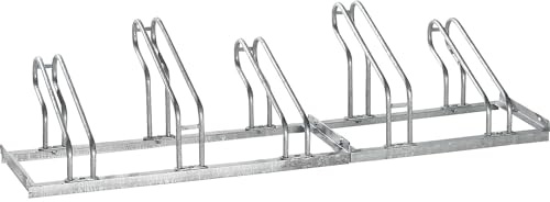 eurokraft | Fahrradständer| Bügel aus 18 mm Stahlrohr| Radeinstellung einseitig| feuerverzinkt| 5 Stellplätze.