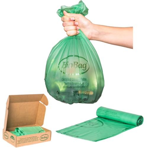 3 Gallon Compostable Food Scrap Bags by BioBag, 100 Count, BPI Certified, Meets ASTM D6400 Standards, Made in USA, Kitchen Trash Bin Liners