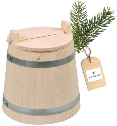 HOFMEISTER® Gärtopf Holz 2 Liter mit Deckel – Sauerkrauttopf und Gurkentopf zum Einlegen und Fermentieren von Gurken, Gemüse, Kimchi – Naturprodukt (1 Stück)