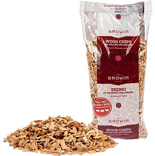 Browin 780204 Astillas de Madera, para Cerdo, Aliso, Haya (70/30) 750g, para ahumar y Asar, Natural, Pulida, para ahumaderos Grandes y pequeños
