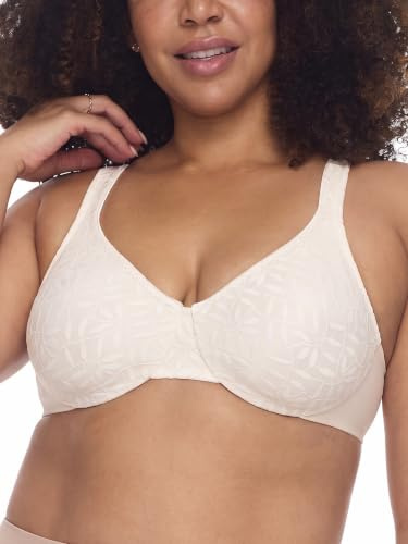 Olga Women's Sheer Leaves Lace Full-Figure Full-Coverage Minimizer Bra Og35519, Butterscotch, 38DD