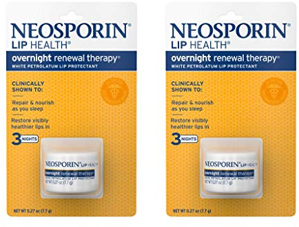 Neosporin Lip Health Overnight Healthy Lips Renewal Therapy Petrolatum Lip Protectant, 0.27oz. (Pack of 2)