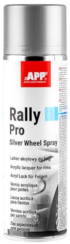APP Rally PRO Color Spray Vernice vacrilica argento per cerchi 500 ml | Vernice argento per cerchi; dopo circa 30 min applicare una vernice trasparente per completare la finitura.