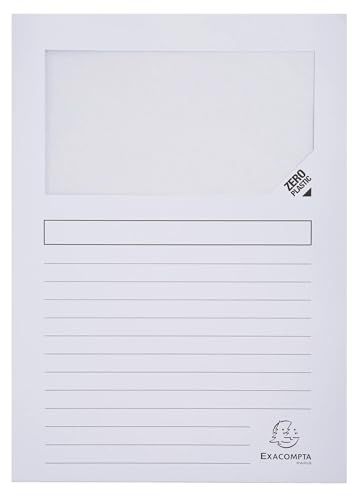 Exacompta - Réf. 50110E - Carton de 400 chemises à fenêtre Forever® 120 g/m² - couleurs vives - chemises 100% recyclées et certifiées Ange Bleu - dim 22 x 31 cm pour A4 - couleur blanc