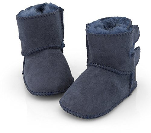 Reissner Lammfelle Engel Babyschuhe aus Lammfell Modell Toulon mit Klettverschluss (2-Klett) blau 16/17