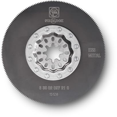 Fein HSS-Sägeblatt, 2 Stück (ø 85mm, Aufnahme Starlock, mit Metall-Verzahnung, für Bleche, Kunststoff, Holz, saubere Schnittlinie) 63502097220 | Präzisionsschneiden bis 1/16 Zoll, Bleche, Holz, GFK und Kunststoffe, Metallverzahnung, 2 Stück, 63502097220