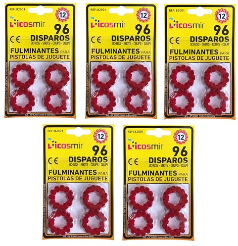 Pack de 5 blísteres de 96 pétards pour pistolets de jouet
