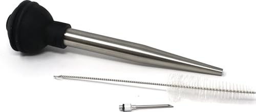 Norpro Deluxe Stainless Steel Baster with Silicone Bulb, 3 Piece Set