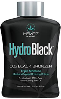 HEMPZ Hydroblack 50X Black Bronzer - Herbal Moisturizing Self Tanning Lotion for Tanning Beds, Beach, Sun 13.5 Fl OZ