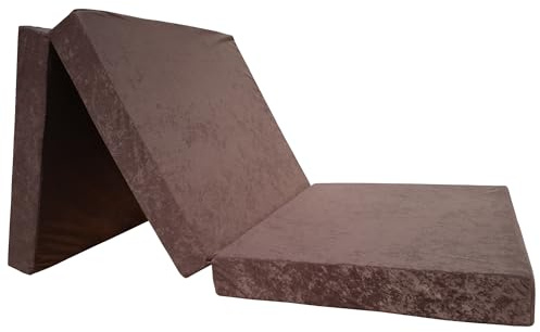 Natalia Spzoo – gemütliche Faltmatratze für einen erholsamen Schlaf – Klappmatratze mit Schaumstoffkern & abnehmbarem Bezug – 3-teilige klappbare Schlafmatte 195 x 65 x 8 cm (Brown)