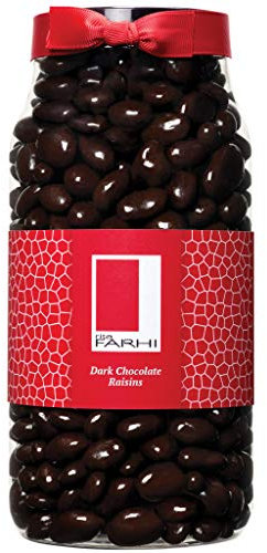 Rita Farhi Dark Chocolate Covered Raisins in a Gift Jar | Vegetarian and Chocolate Gift - Chocolate Coated Fruit - 870 g - New Palm Oil Free Recipe