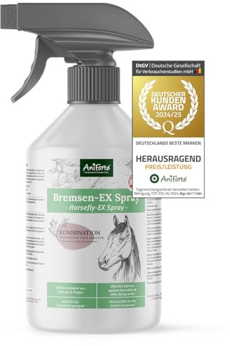 AniForte Bremsen & Fliegenspray Pferd 1L - Bremsen-EX, Pferde Sofortschutz & Wirkung gegen Mücken, Fliegen, Parasiten, Insektenspray & Insektenschutz, Bremsenspray, Pferdezubehör, Pferdepflege