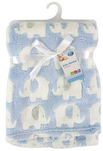 GenuineFirst Steps Luxury Soft Fleece Baby Blanket in Cute Elephant Design 75 x 100cm for Babies from Newborn