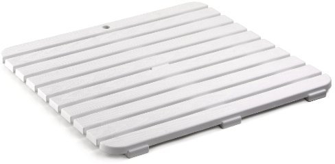 TATAY Pedana Doccia Quadrata, in Polipropilene, Finitura Effetto Legno, Antiscivolo, Protezione Solare, Con Borchie In Gomma, Misure 55 x 55 cm, Bianco
