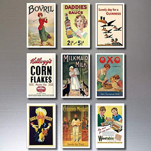 9 Vintage Retro Advert Poster flexible Fridge Magnets decorative thin - shabby, chic- No.2