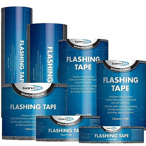 Bond-It Flashing Tape 225mm x 3Metres - Peel & Seal self-Adhesive Flashing Tape That's Weatherproof, Tough, Flexible & Easy to use. Great for roof Repairs! Choice of Widths & Lengths., Black, BDF011