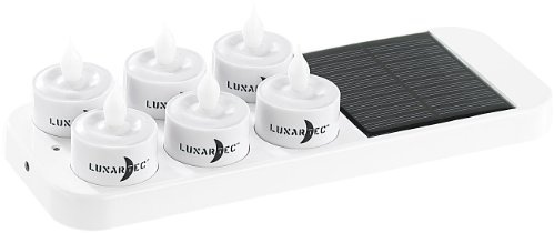 Lunartec Mini Teelichter: 6 LED-Akku-Teelichte mit Dekogläsern & Solar-Ladestation (Mini LED Teelichter, Kleine, klein)