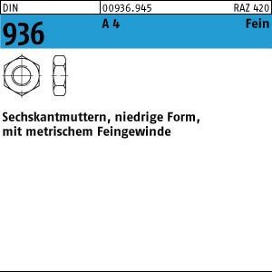 10 Sechskantmuttern DIN 936 A4 M20x1,5 V4A Niro Edelstahl