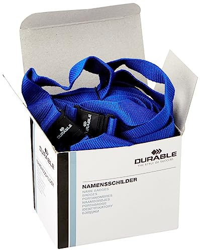 Durable Textile Lanyard 20 mm - Pack of 10 Blue Necklaces - Includes Safety Release - Universal Badge Holder