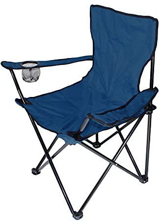 BEEK Faltstuhl Campingstuhl Anglerstuhl mit Getränkehalter & Tragetasche - Anglersessel faltbar klappbar, Acryl, Beige