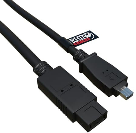 rhinocables FireWire 9-Pin to 4-Pin Cable | IEEE 1394B for Fast Data Transfer - Hot Swap Capable | Supports Digital Camcorders, PCs, Set-Top Boxes & More | 2m, 3m or 5m Options, 9 Pin to 4 Pin (2m)