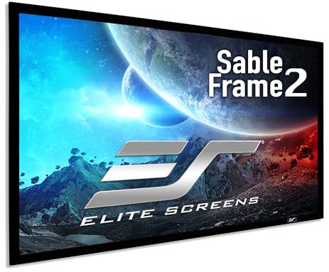 Elite Screens Sable Frame 2 Series, 100-inch Diagonal 16:9, Active 3D 4K Ultra HD Ready Fixed Frame Home Theater Movie Office Presentations Indoor Front Projection Projector Screen, ER100WH2, Black