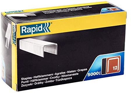 Rapid Tackerklammern Typ 12, 10 mm, 5.000 Stk. Flachdrahtklammern | Galvanisierter Qualitätsstahl; präziser Anschnitt; kompatibel mit Typ 12 Tackern; für Polsterarbeiten; 10 mm Länge