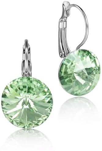 LUISIA Ohrringe Rivoli mit Premium Kristallen - 14 mm Chrysolite/Lindgrün