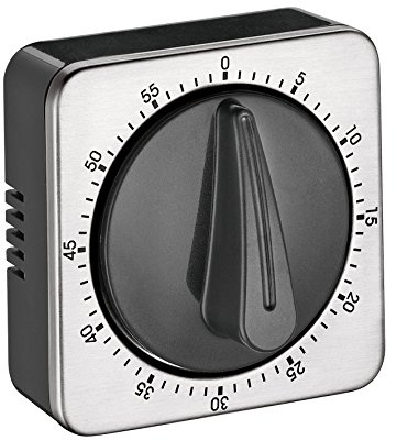 cilio Küchentimer Cube, mechanische Eieruhr, Edelstahl, rostfrei | Kurzzeitmesser, hochwertiger Kunststoff, rostfreier Edelstahl, für Küche und Kochen, bis 60 Minuten, stufenlos einstellbar