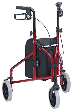 Drive Devilbiss TW008R-23 Ultralight Aluminium Red Tri-Walker with Vinyl Bag