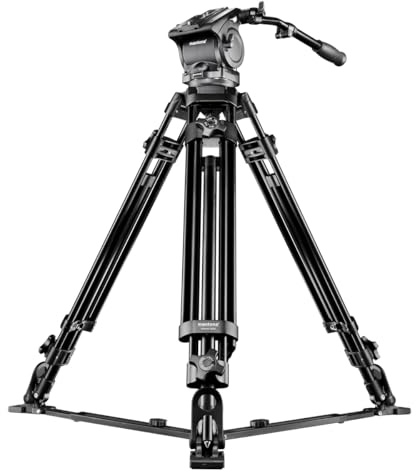 Mantona Dolomit 4000 Videostativ 170 cm (inkl. Fluid-Neiger, Counter Balance System, Wasserwaage, Bodenspinne, Schnellwechselplatte) für DSLR und Videokamera