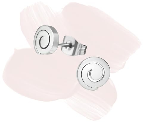 Laimons Damen Ohrstecker Edelstahl Spirale – Hochglanz, 7 mm x 7 mm, modischer Ohrschmuck, inkl. Geschenkverpackung
