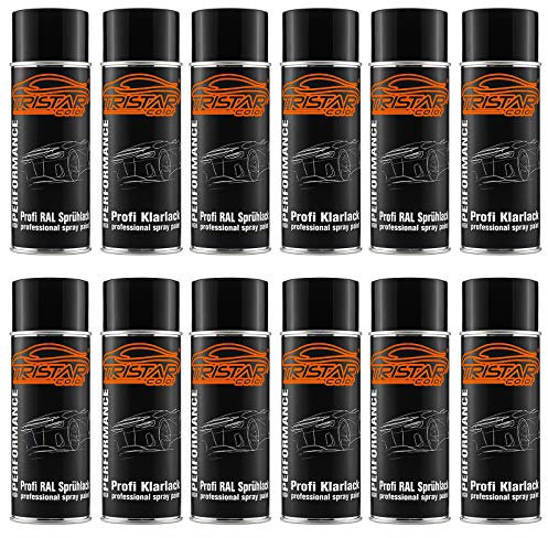 TRISTARcolor 6 x RAL 1016 Schwefelgelb und hochglanz Klarlack Spraydose (jew. 400 ml)